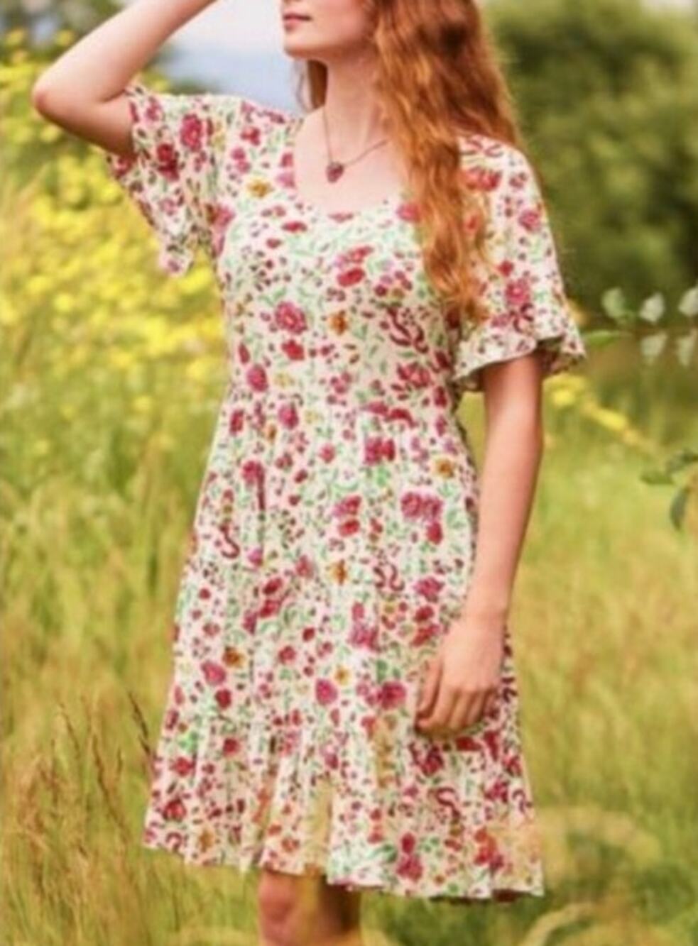April Cornell Floral Cottagecore Tiered Midi Dress XXS